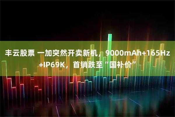 丰云股票 一加突然开卖新机，9000mAh+165Hz+IP69K，首销跌至“国补价”